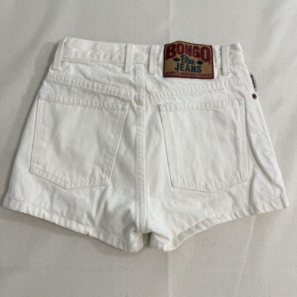 VTG Bongo High Waisted Beige Denim Shorts Junior Size 3 USA MADE Button Fly